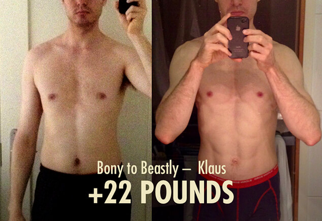 Klaus 22 Pound Ectomorph Weight-Gain Transformation Before & After Photo