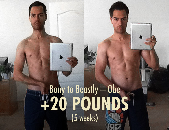 Obe's Bony to Beastly Skinny Muscle-building Transformation (ectomorph bulking progress photos)