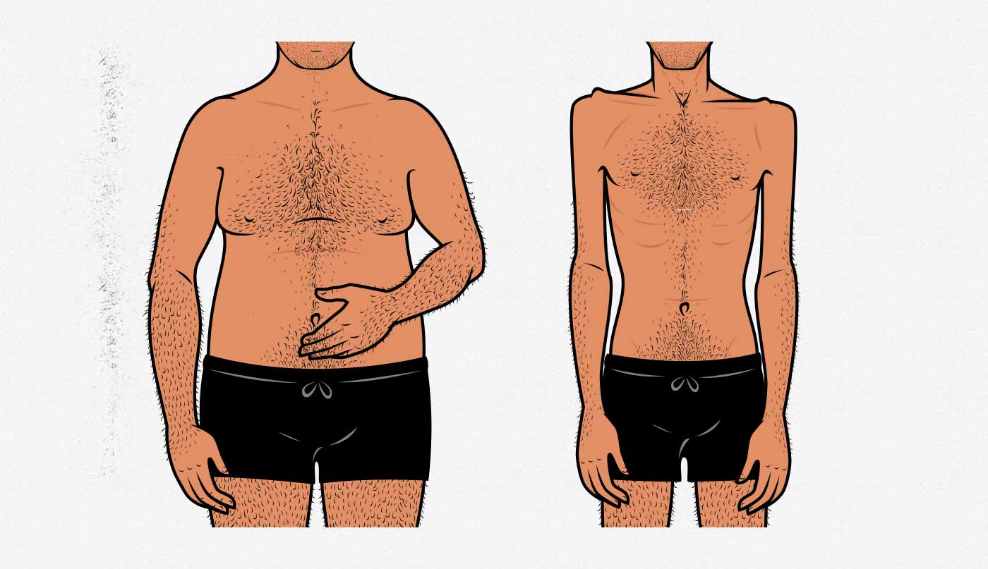 Illustration comparing a skinny hardgainer against the average man.