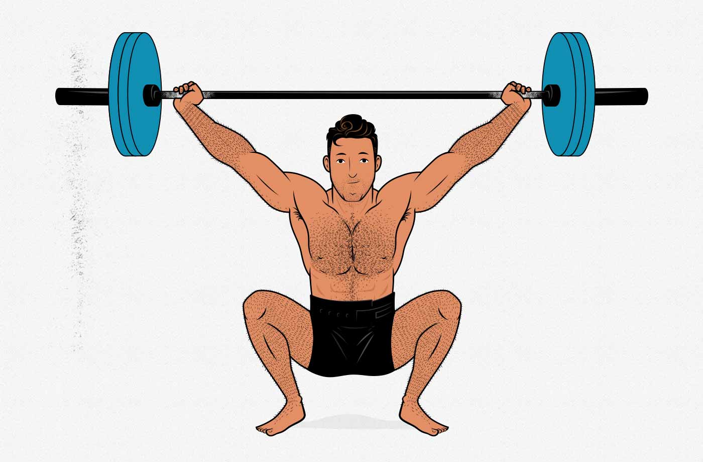 Illustration showing a man doing a snatch.