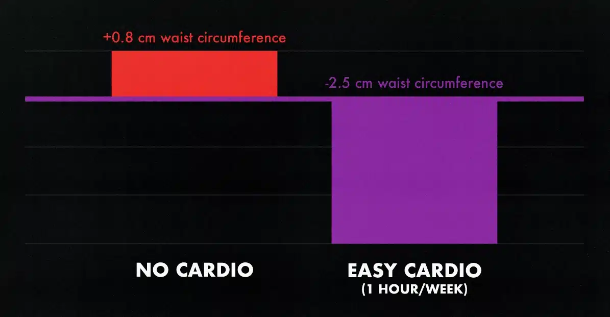 Study graph showing how if a skinny-fat guy starts walking, he can burn more fat.