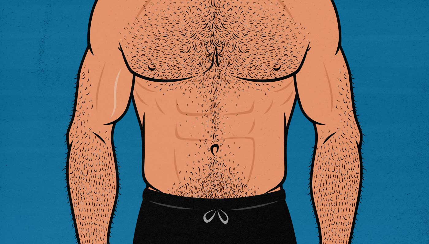 Illustration of a naturally skinny guy building bigger abs.