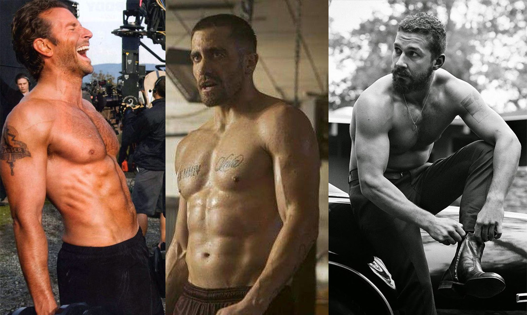 Bradley Cooper, Jake Gyllenhaal, Shia LaBeouf (Realistic Ectomorph / Hardgainer Bodies)