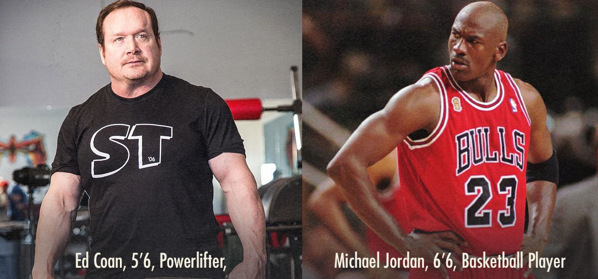 Comparing the Proportions of Tall Ectomorph Michael Jordan with Short Endomorph Ed Coan