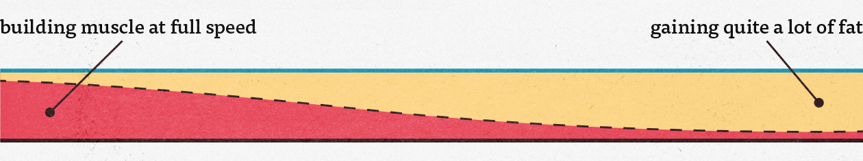 Graph showing that gaining weight without weight training results in more fat gain.