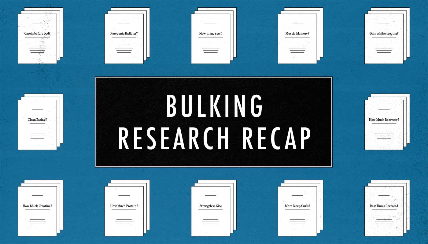 Illustration showing various bulking and hypertrophy studies.