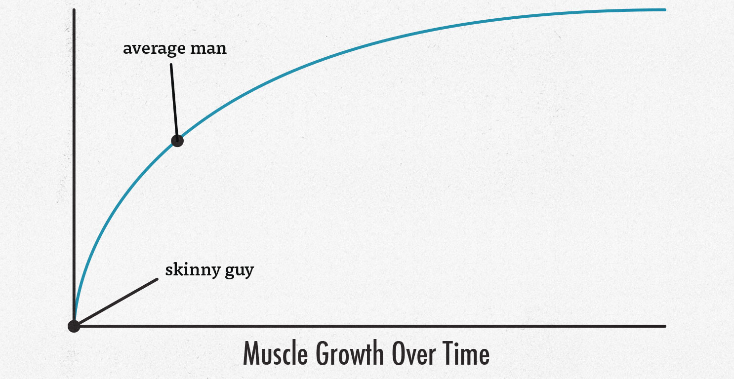 Illustration showing that skinny ectomorphs can build muscle more quickly than other body types.