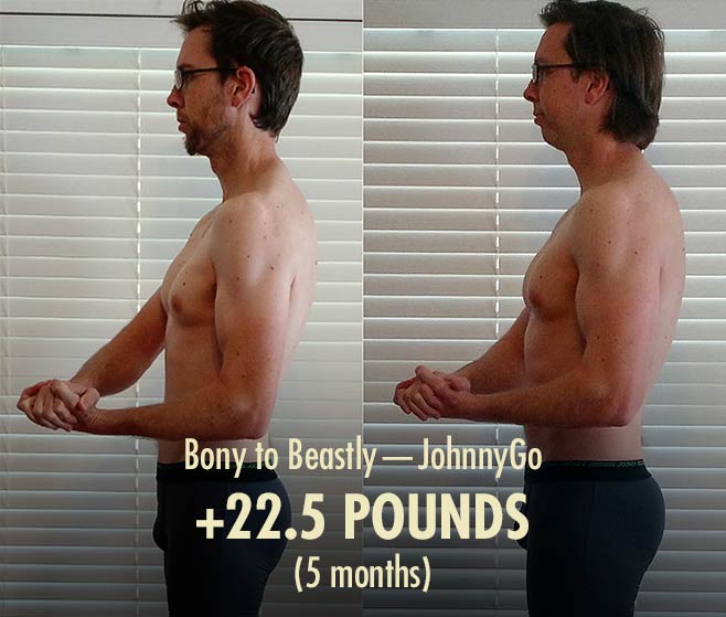 Johnny ectomorph hardgainer before/after muscle-building lean bulking transformation