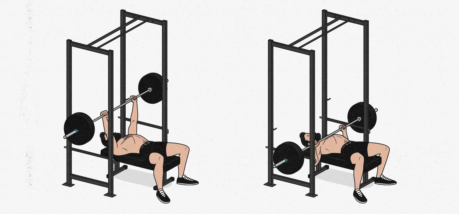 How to barbell bench press safely in a home gym without a spotter in a power cage using safety pins