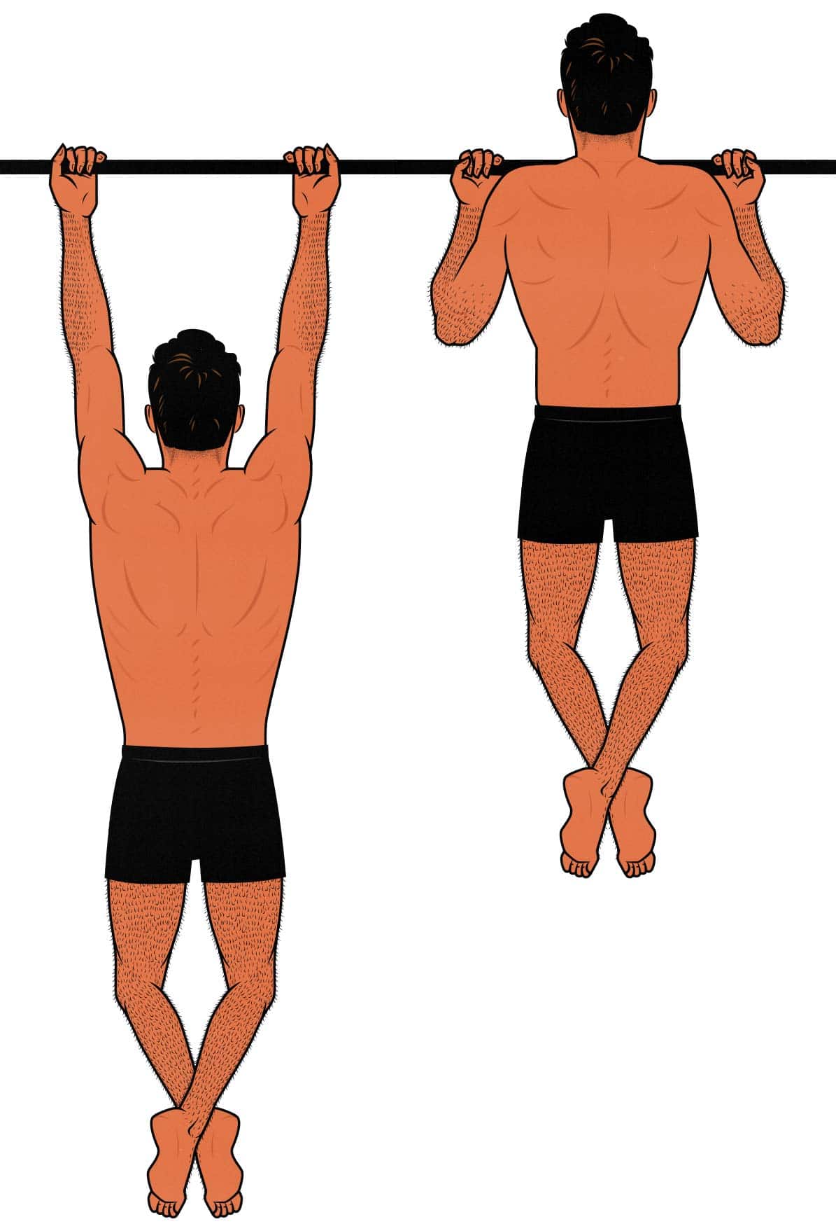 Illustration of a skinny guy doing bodyweight chin-ups to build muscle.