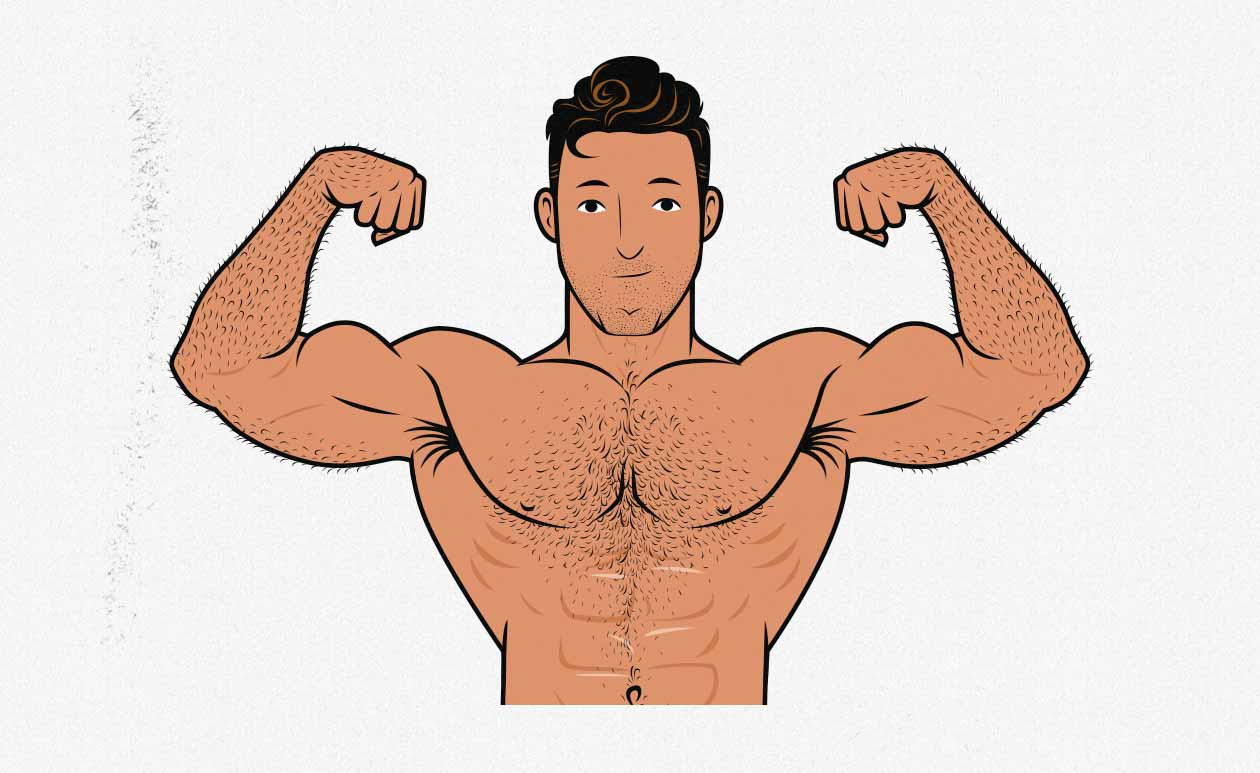 Illustration of a bodybuilder gaining muscle mass on keto.