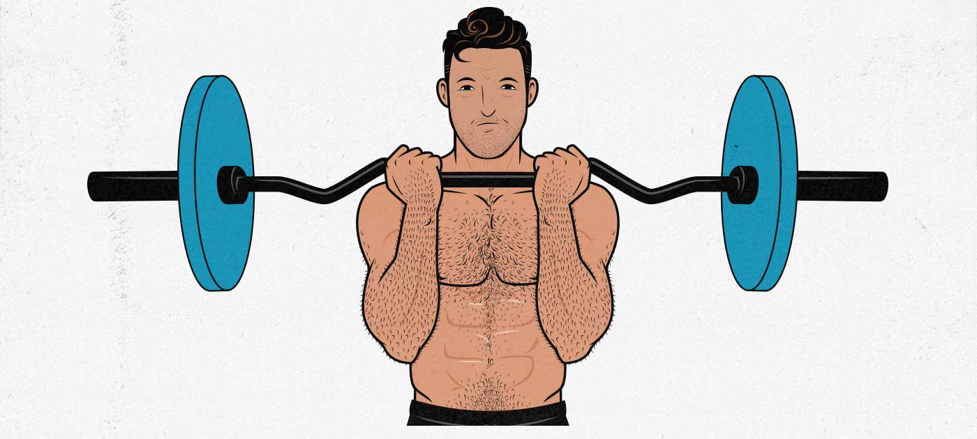 Illustration of a man doing biceps curls