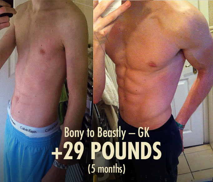 GK lean gains bulking transformation before after photos hardgainer ectomorph