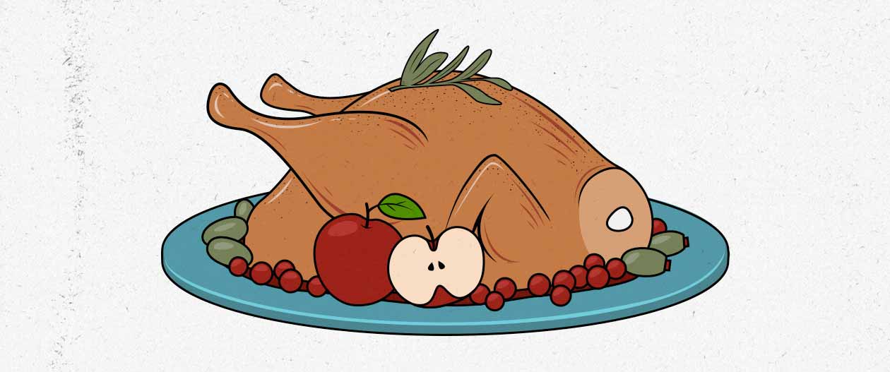 Illustration of a Thanksgiving turkey.