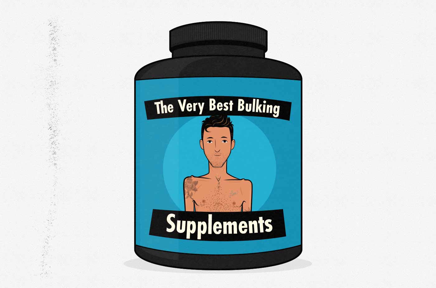 Illustration of a tub of weight gainer supplement powder.