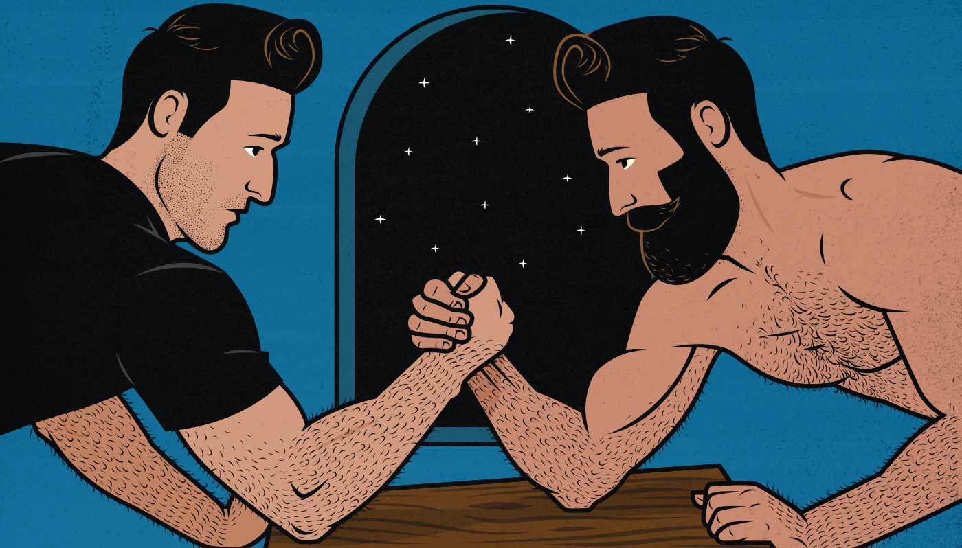 Illustration of two men arm wrestling