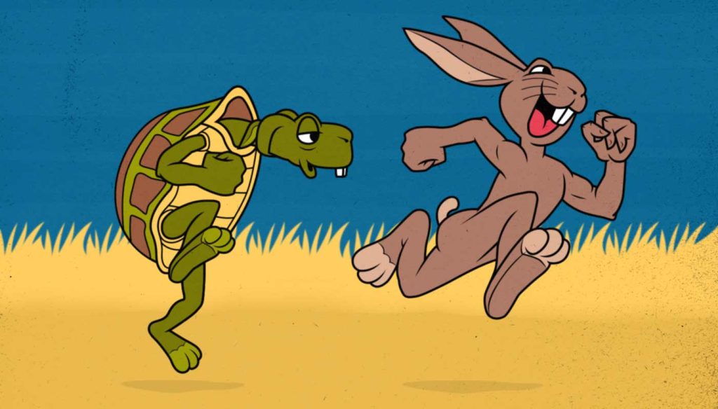 Illustration of the tortoise and the hare