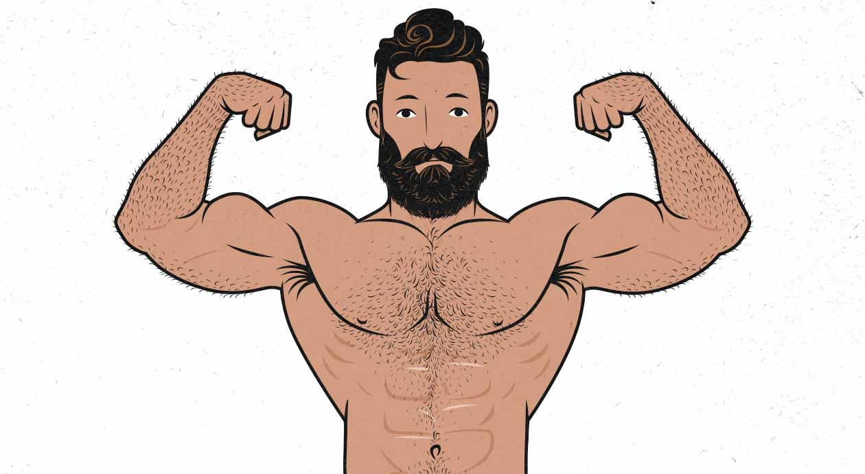 Illustration of a bodybuilder flexing his biceps