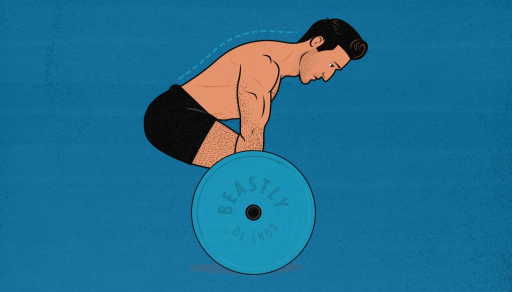 Illustration of a man doing a conventional barbell deadlift