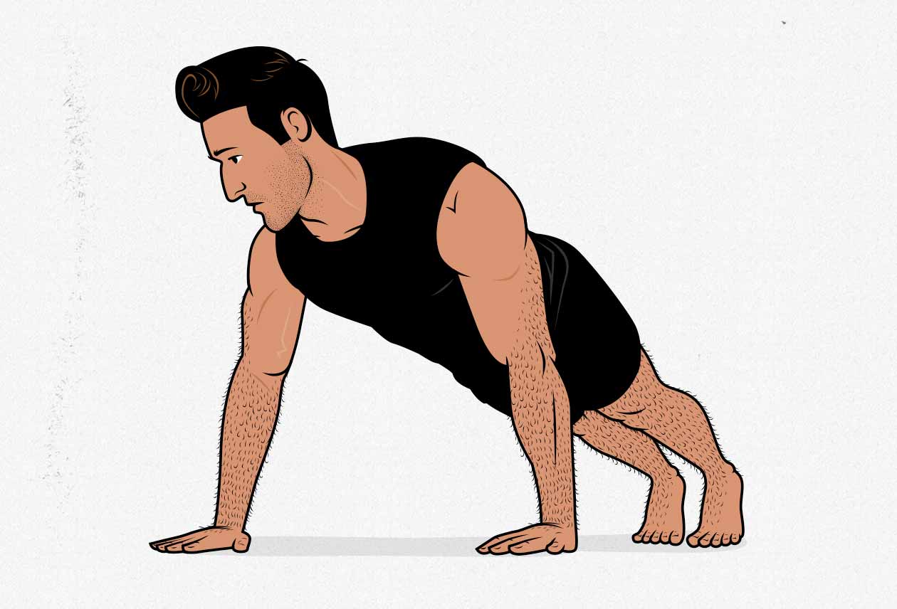 Illustration of a man doing a push-up.