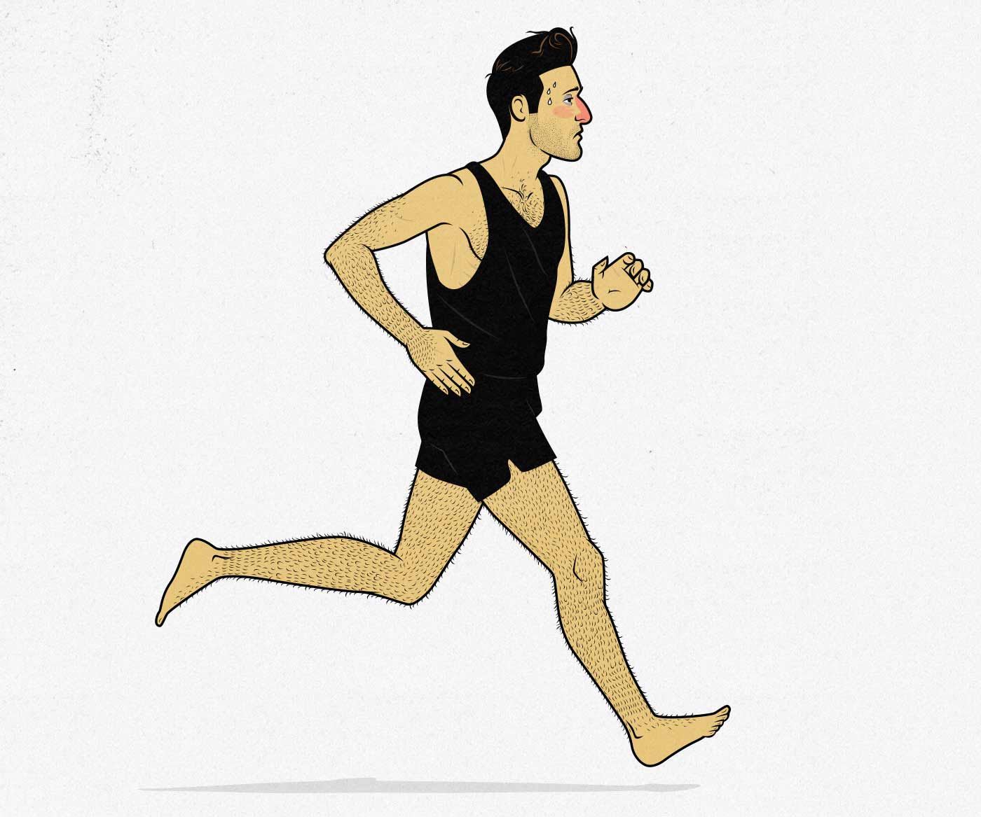 Illustration of a sick man jogging, doing cardio.