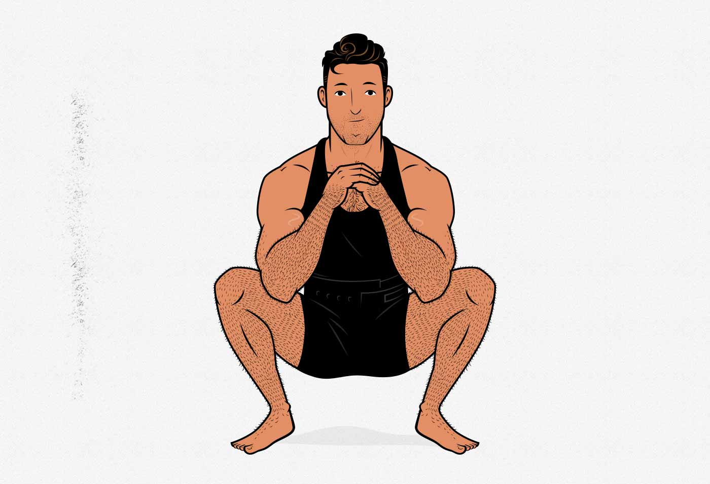 Illustration of a man doing a bodyweight air squat.