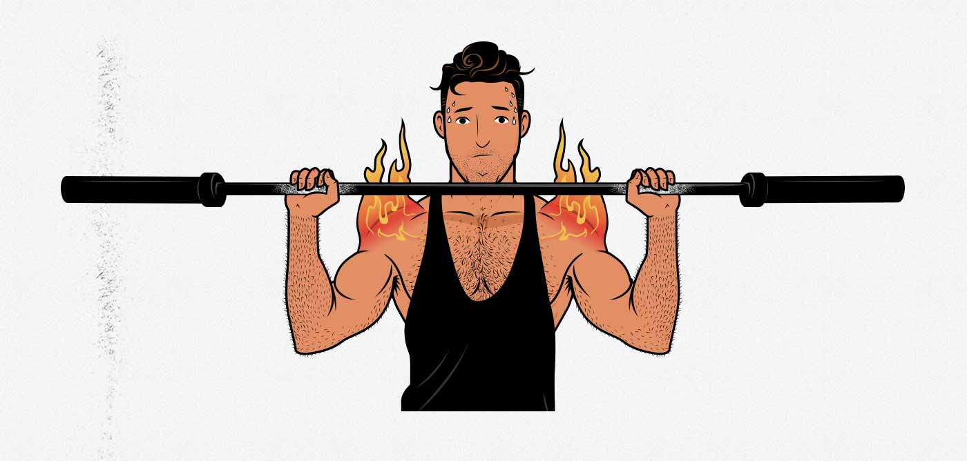 Illustration of a man with burning shoulders.