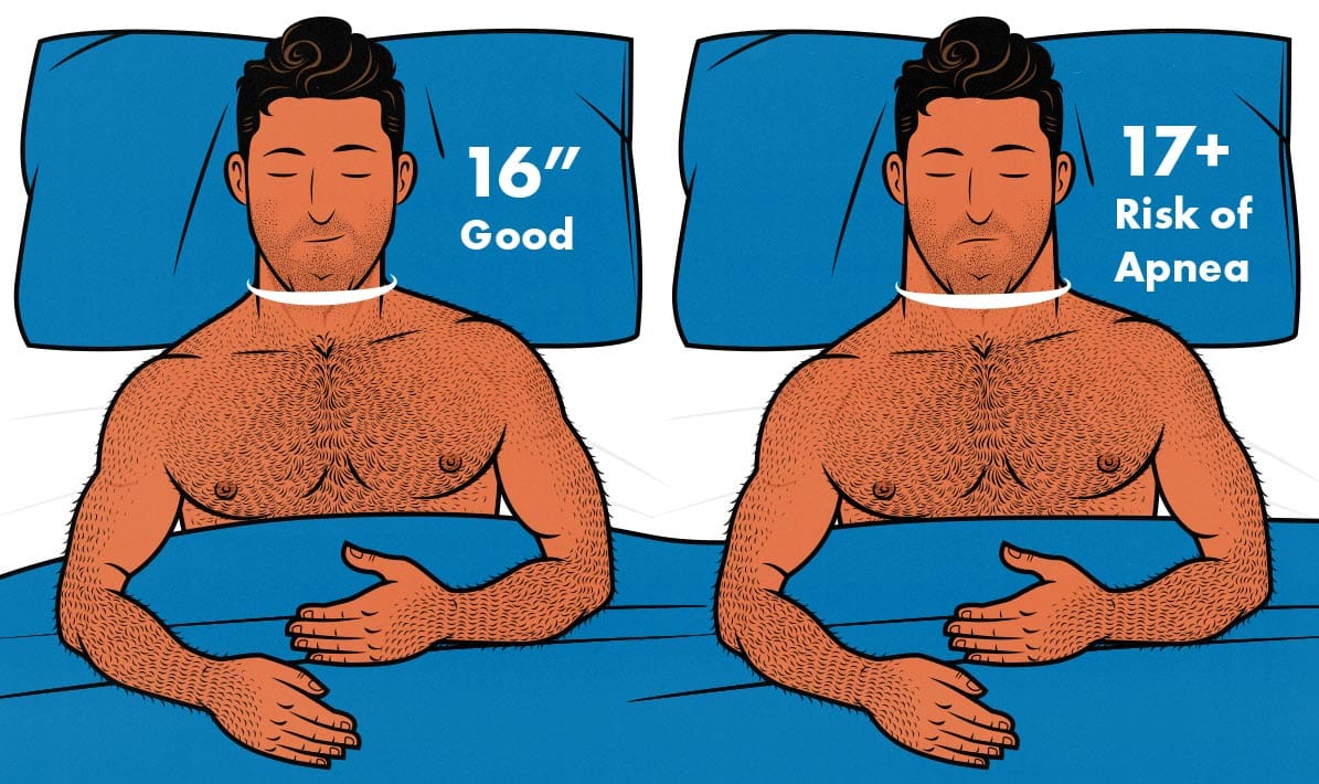 Illustration of a guy with thick neck muscles who is at greater risk of sleep apnea.
