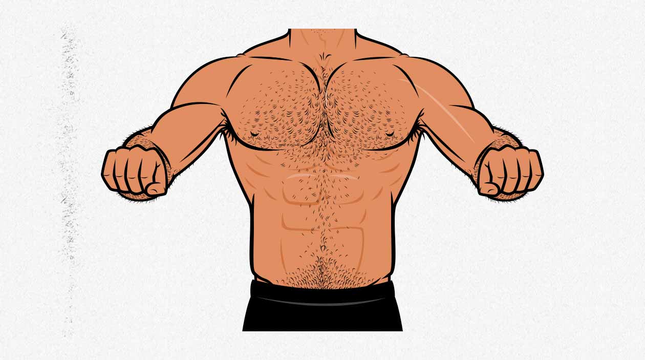 Illustration showing hand positioning and width during the push-up.