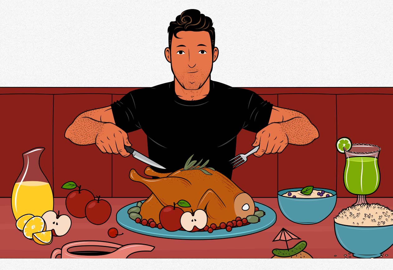 Illustration of a man eating a lean bulking diet.