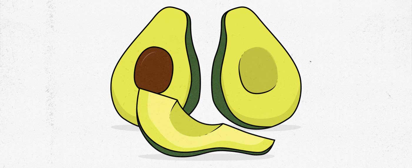 Illustration of an avocado, a great source of fat while bulking.