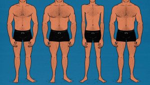 Illustration showing varying degrees of muscularity that women rated for attractiveness.