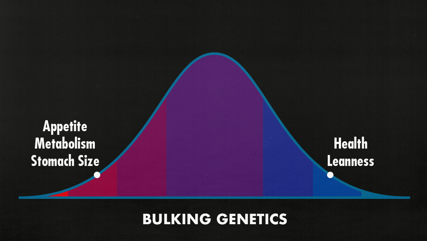 Graph showing that it's hard for skinny guys to gain weight but easier for us to stay lean.