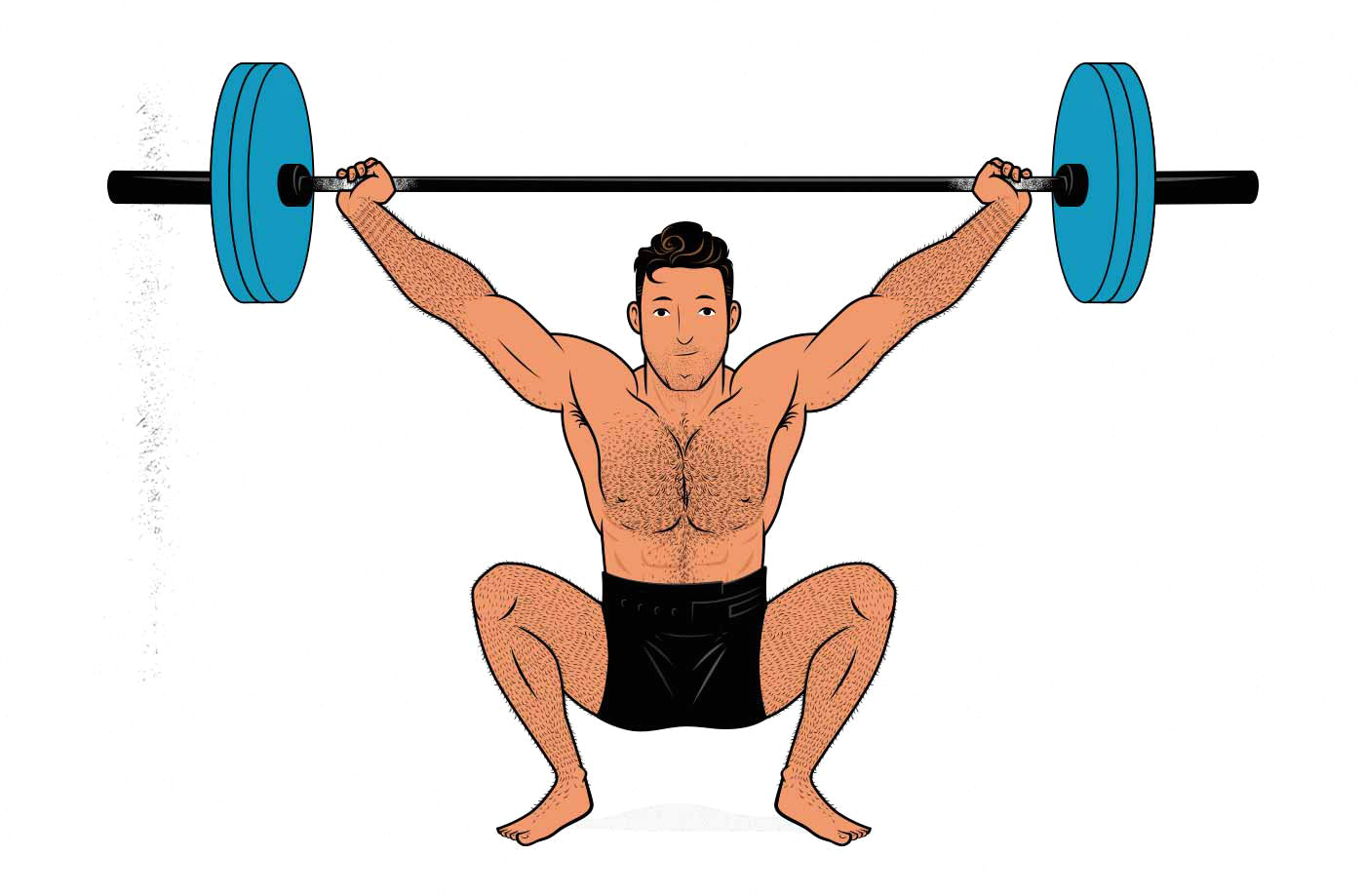 Illustration showing a man doing a snatch.