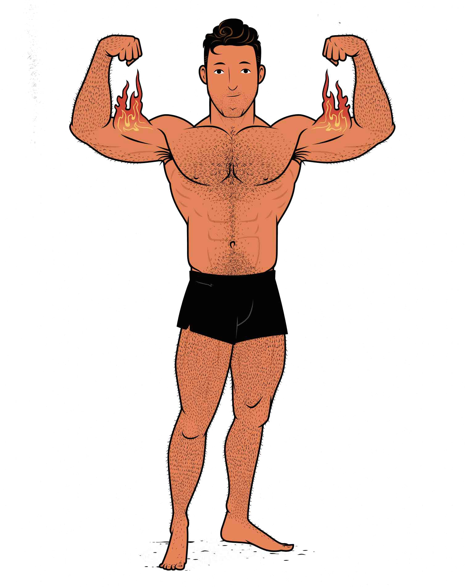 Illustration showing a bodybuilder flexing his arms.