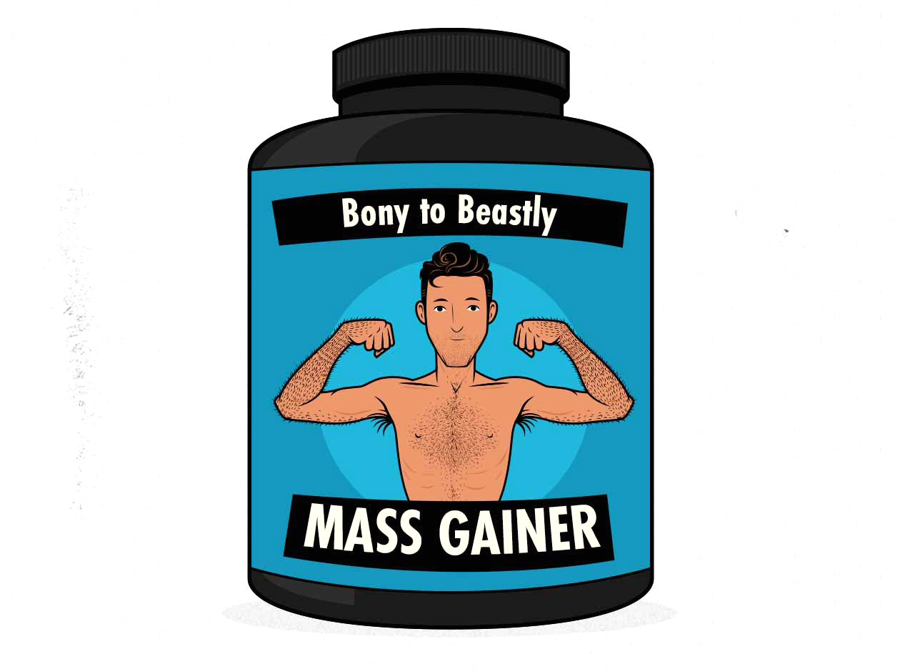 Illustration of a mass gainer / weight gainer supplement.
