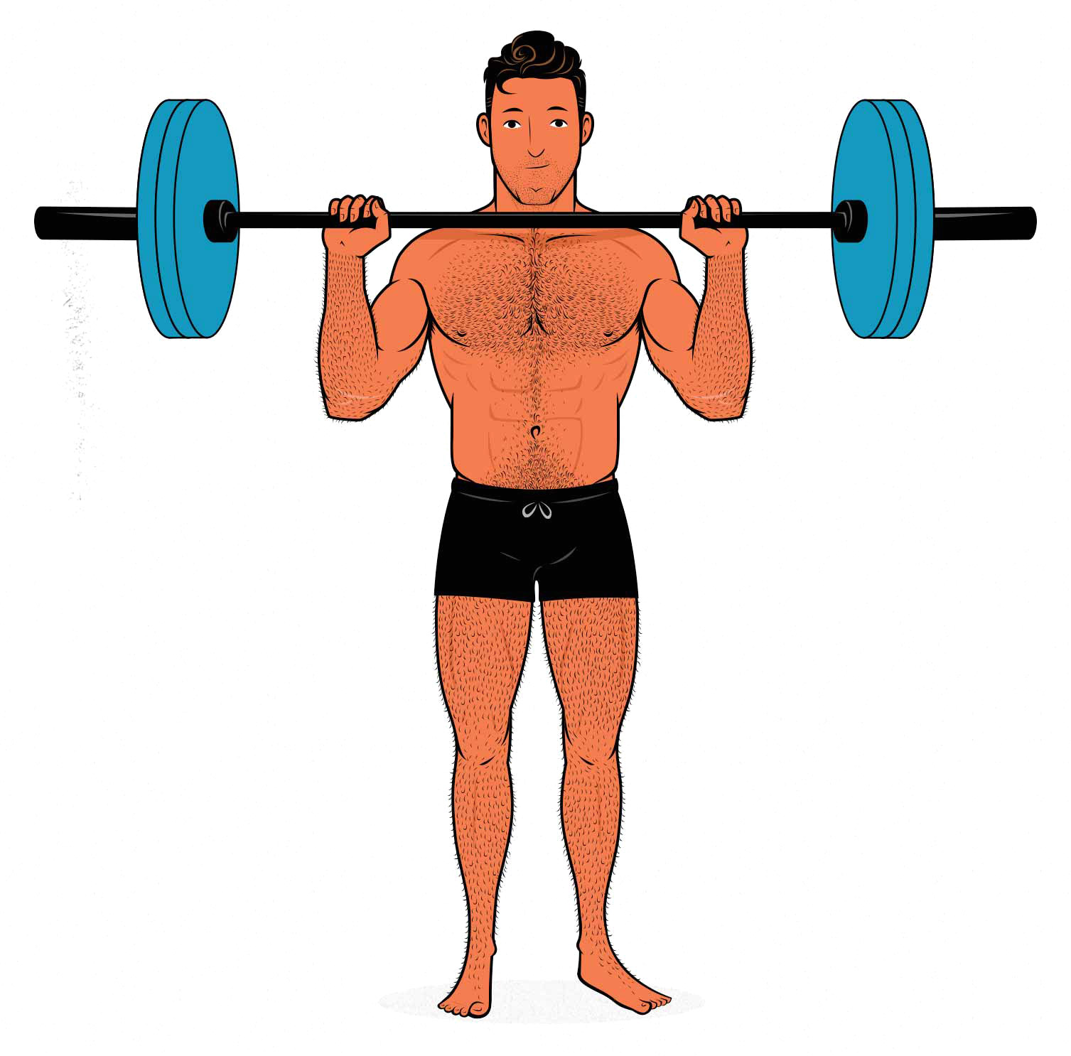 Illustration of a bodybuilder doing the overhead press.
