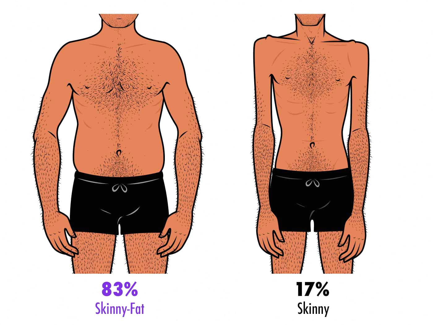 Illustration comparing skinny and skinny-fat bodies.