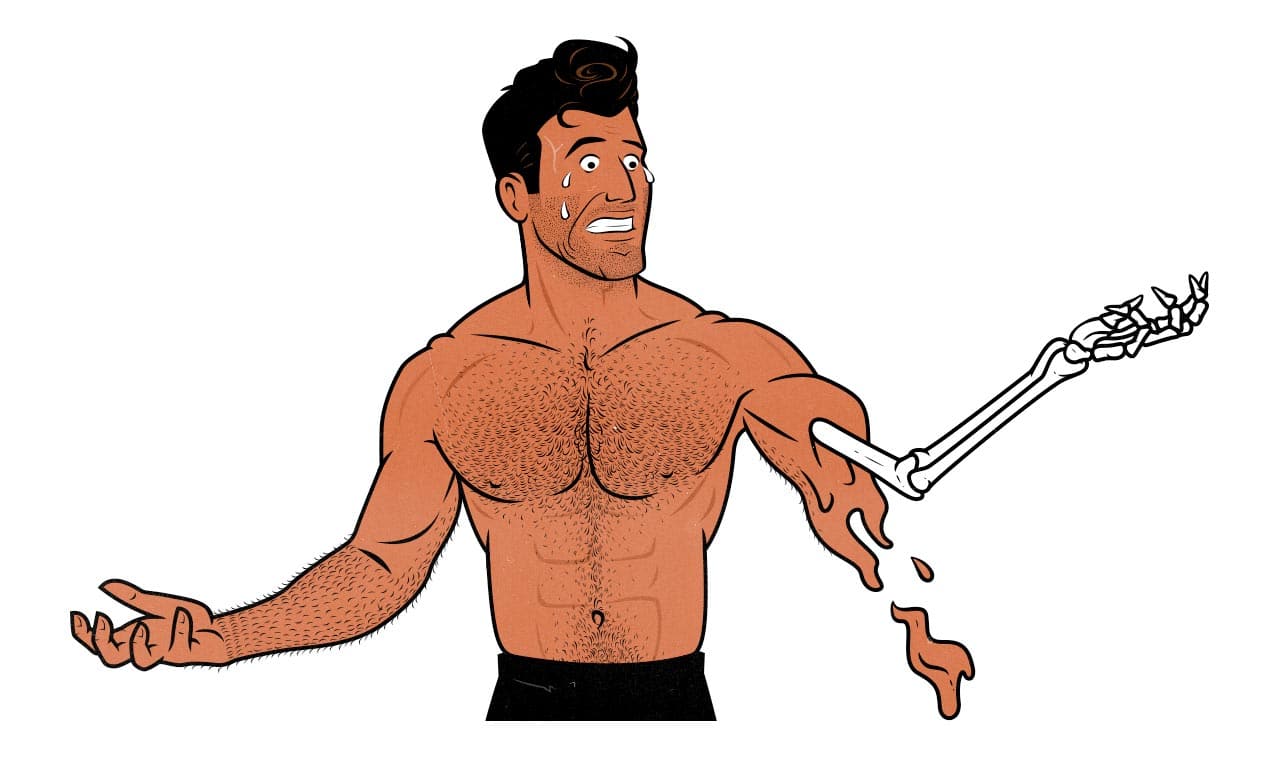 Illustration of a man losing muscle.
