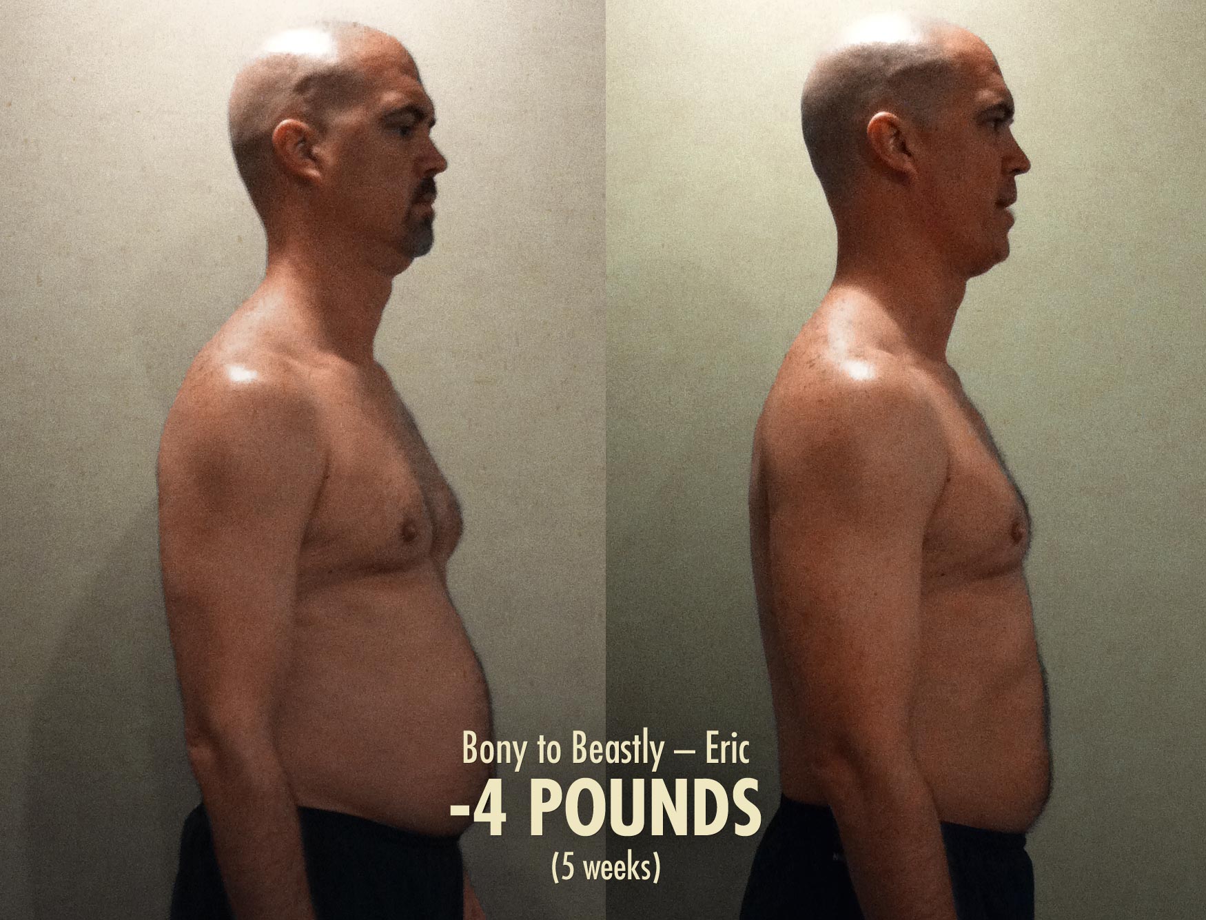 Before and after photo of a man building muscle and losing fat at 40 years old.