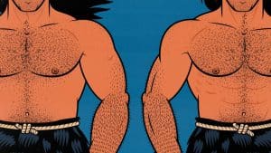 Illustration of a guy reverse bulking to lose fat while keeping his muscle gains.