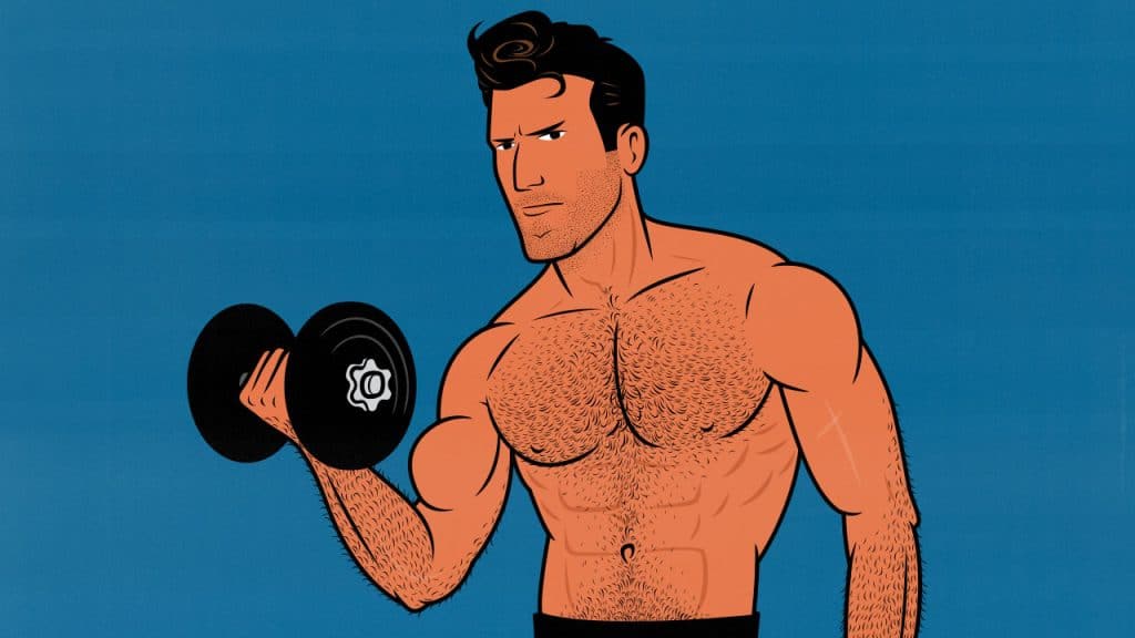 Illustration of a barbarian bodybuilder lifting weights to maintain his muscle size and strength.