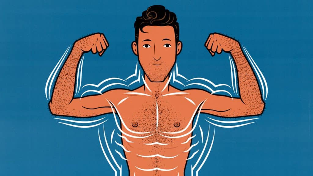 Illustration of a natural skinny guy building muscle as fast as he can.