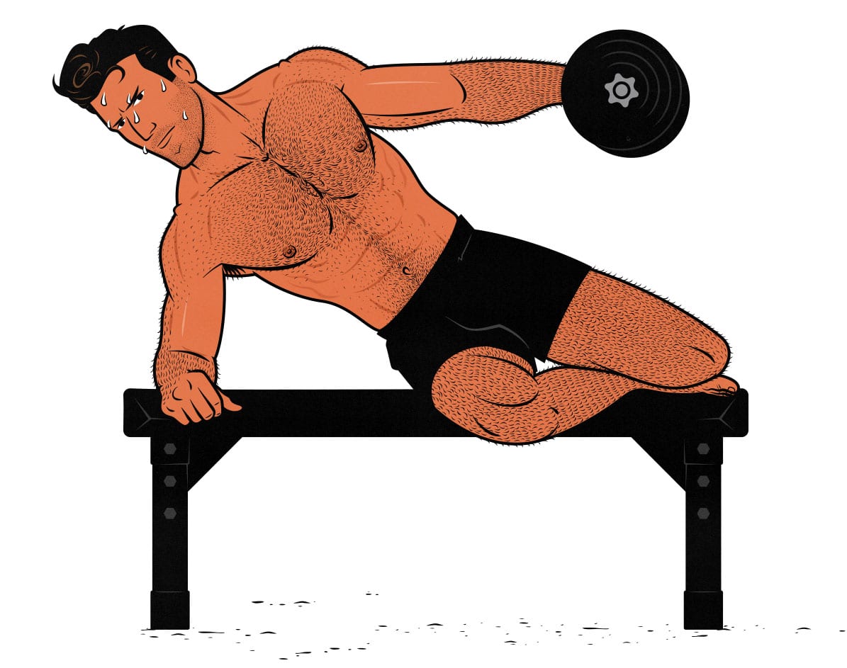 Illustration showing the best dumbbell side delt exercise.