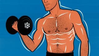 Illustration showing a plant-based bodybuilder building muscle on a vegan diet.
