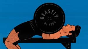 Illustration of a man doing the bench press.