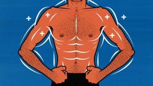 Illustration of a skinny person building muscle fast.