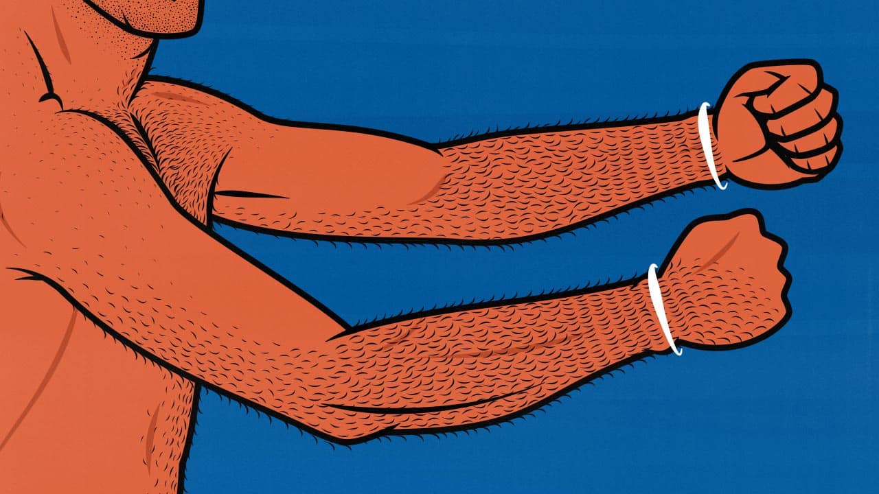 An illustration showing how to measure your wrist circumference for bodybuilding.