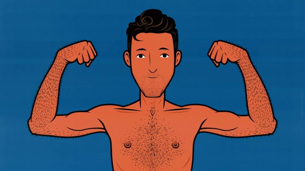 Illustration of a skinny person flexing his muscles.