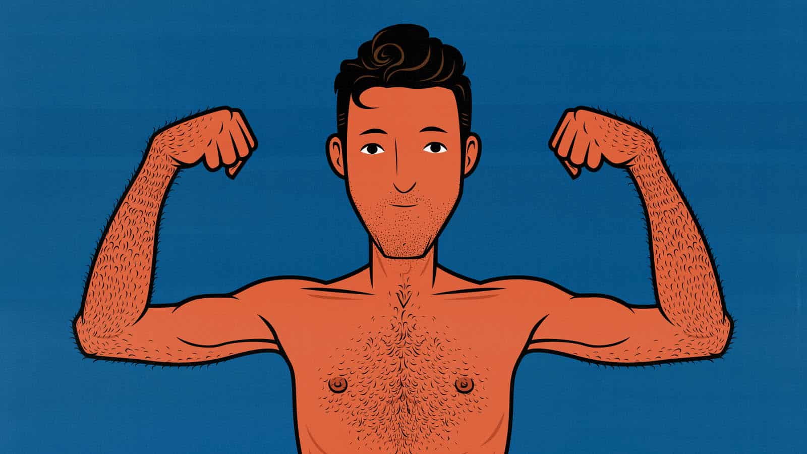 Illustration of a skinny person flexing his muscles.